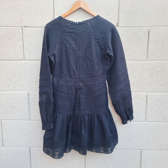 Veronica Beard | Addilyn Long Sleeve Lace Ruffle Mini Dress in Ink Size 4 - Picture 10 of 13
